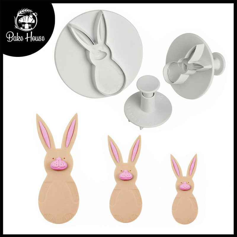 Rabbit Fondant & Cookie Plunger Cutter 3Pcs Set Plastic