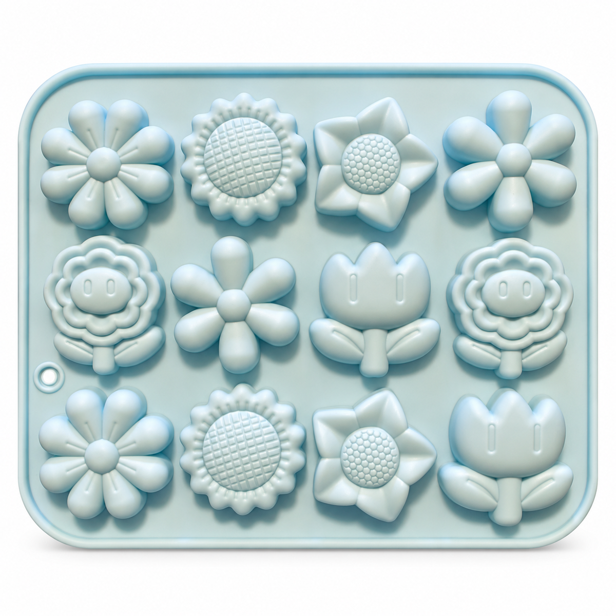 Daisy, Sunflower & Tulip Shape Chocolate Silicone Mold 12 Cavity