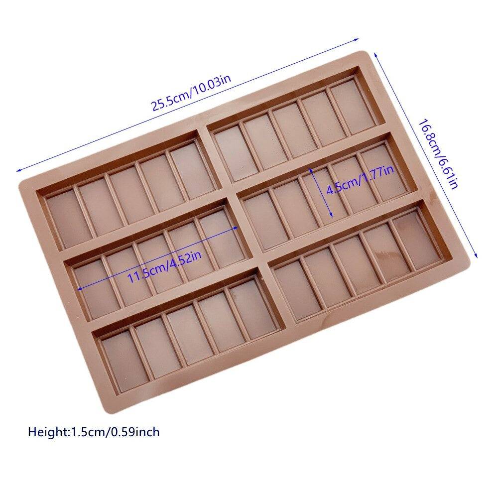 Rectangle Chocolate Bar Mold Silicone 6 Cavity