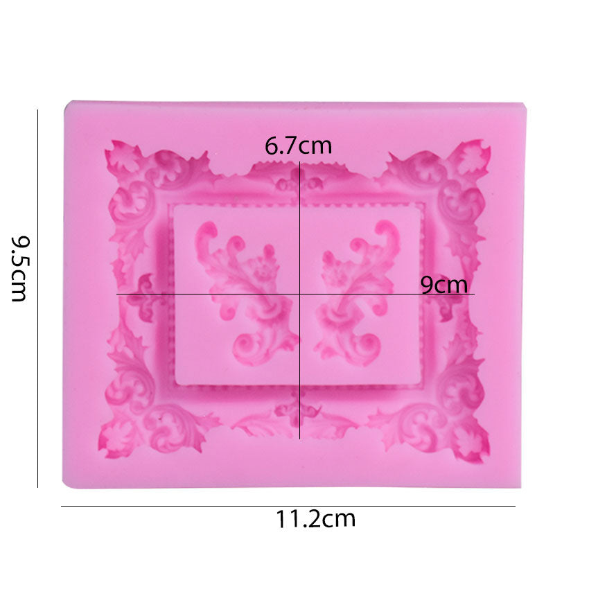 Rectangle Frame with Borders Silicone Fondant Mold 3 Cavity