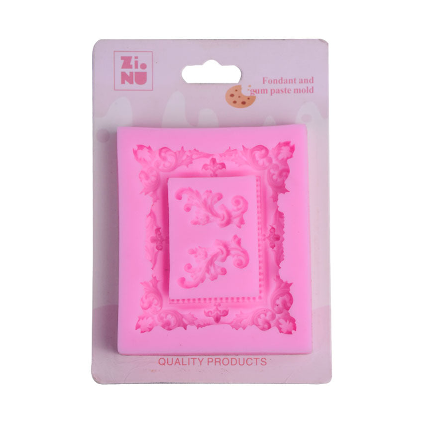 Rectangle Frame with Borders Silicone Fondant Mold 3 Cavity