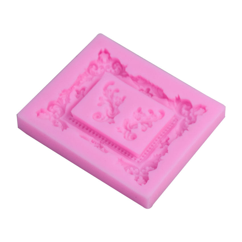 Rectangle Frame with Borders Silicone Fondant Mold 3 Cavity