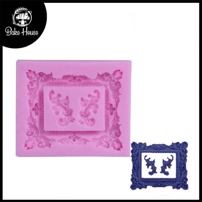 Rectangle Frame with Borders Silicone Fondant Mold 3 Cavity