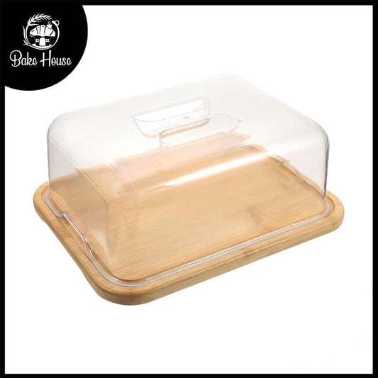Rectangle Plastic Cake Cover With Wooden Base