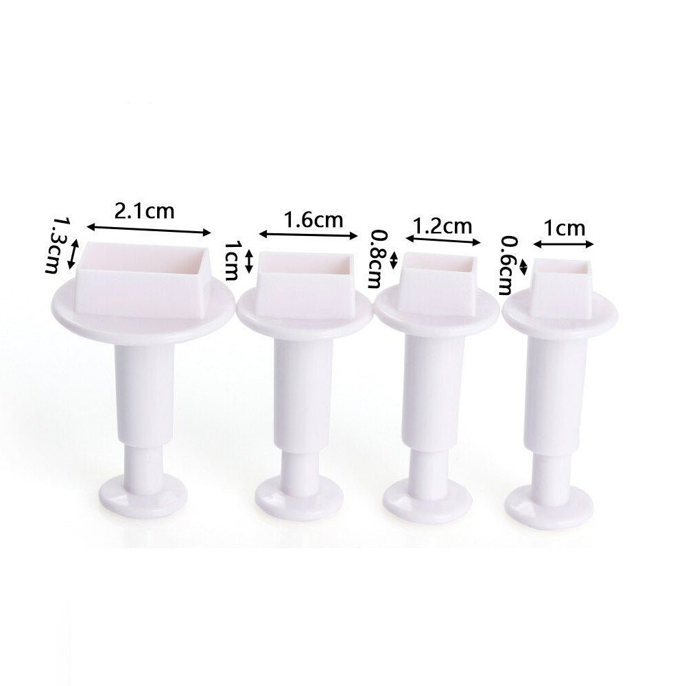 Rectangle Plunger Fondant Cutter 4Pcs Set Plastic