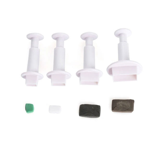 Rectangle Plunger Fondant Cutter 4Pcs Set Plastic