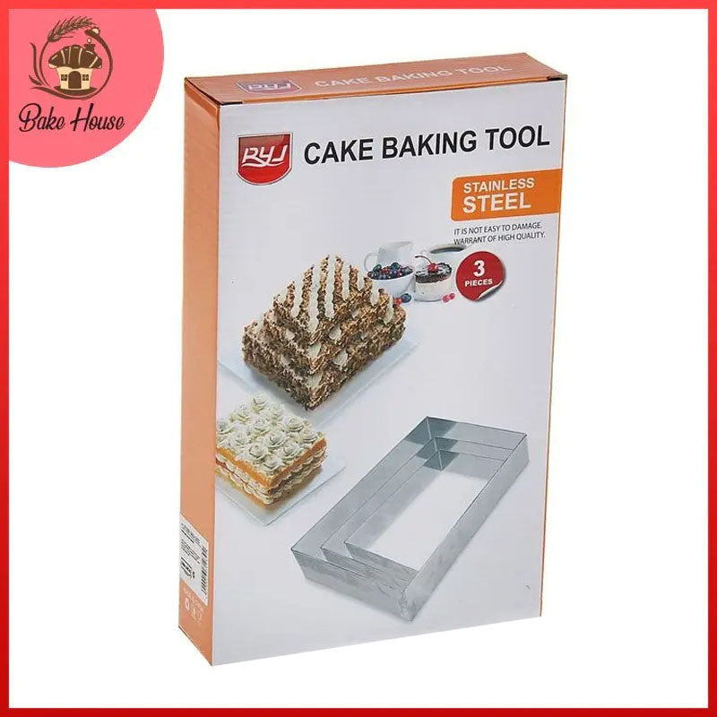 Rectangle Shape Cake Baking Tool Stainless Steel 3Pcs Set