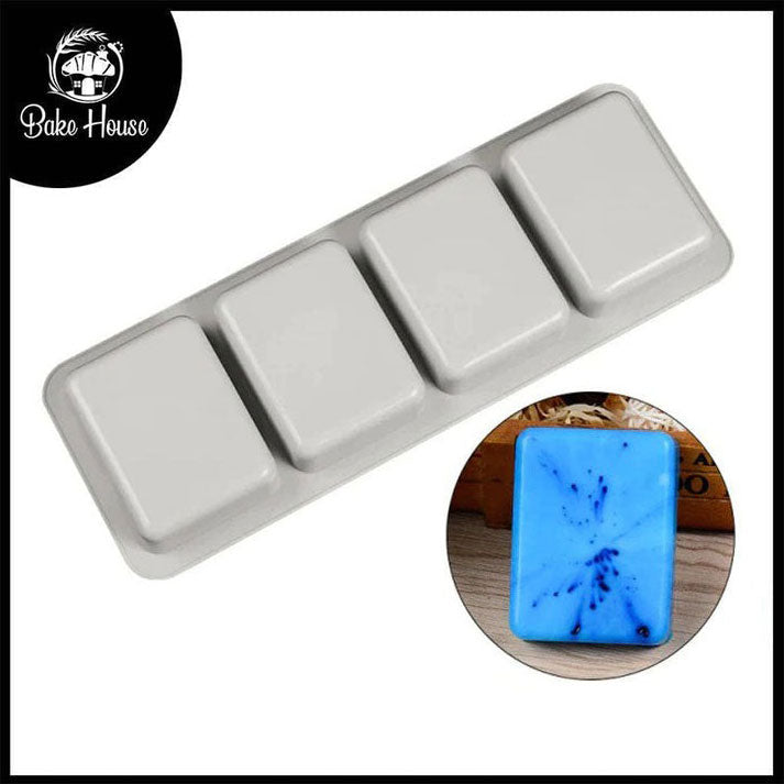 Rectangle Shape Silicone Soap & Baking Mold 4 Cavity