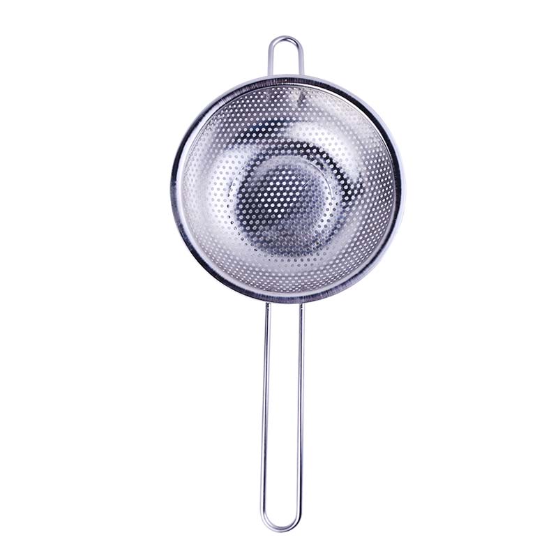 Rice Fruit Vegetable Strainer Basket with Long Handle Stainless Steel 14.5cm Bowl