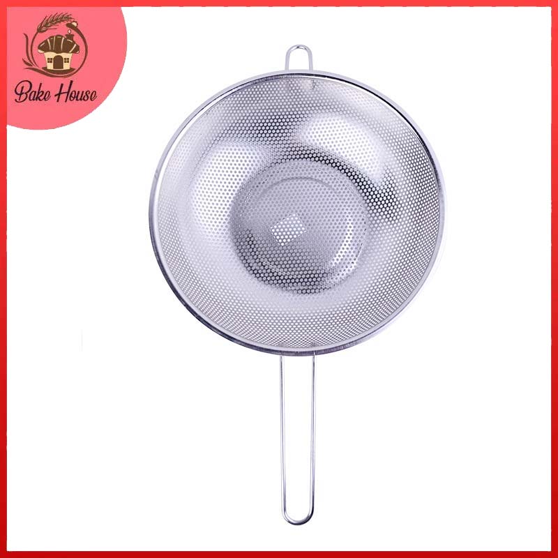 Rice Fruit Vegetable Strainer Basket with Long Handle Stainless Steel 26.5cm Bowl