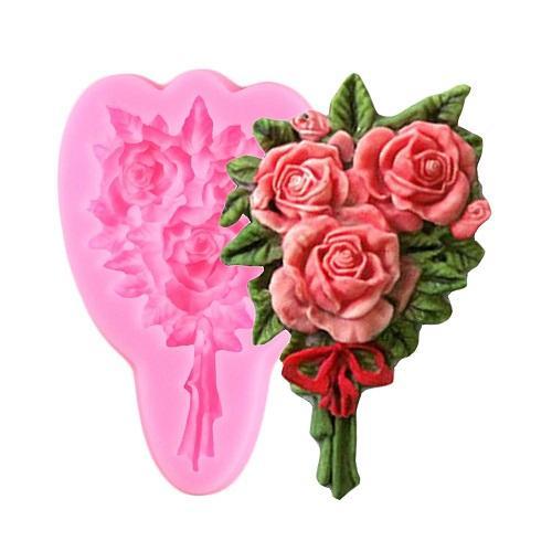 Rose Flower Bouquet Silicone Fondant Mold