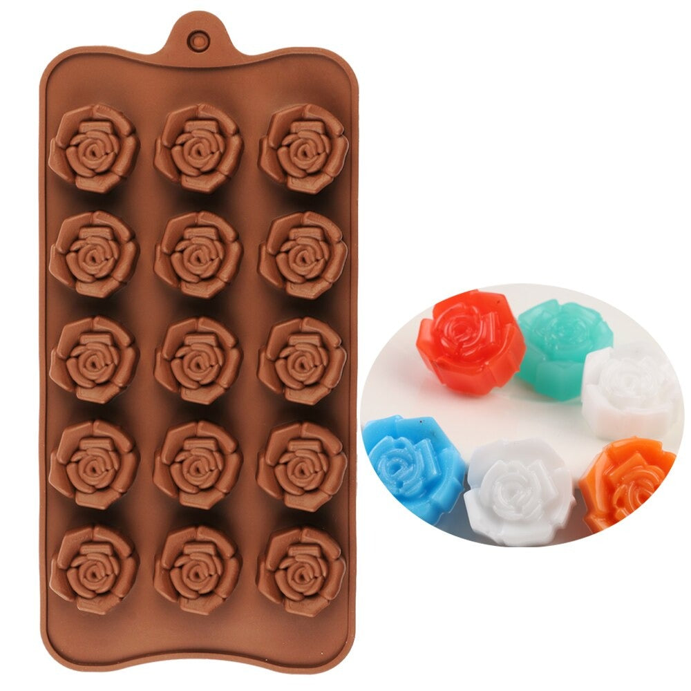 Rose Flower Silicone Chocolate & Candy Mold 15 Cavity