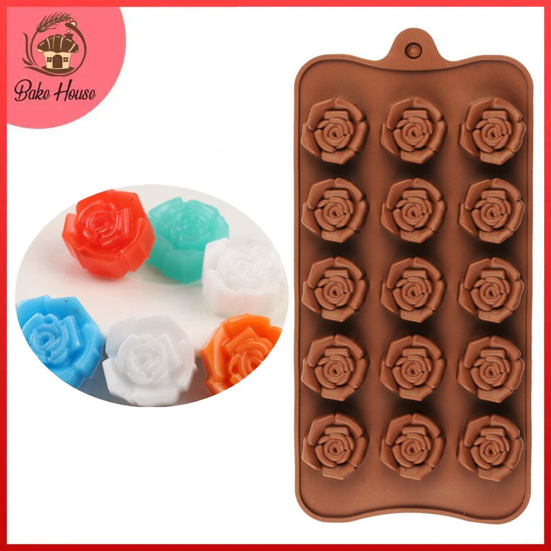 Rose Flower Silicone Chocolate & Candy Mold 15 Cavity