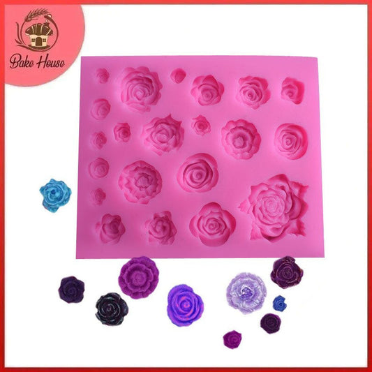 Rose Flower Silicone Fondant & Chocolate Mold 22 Cavity