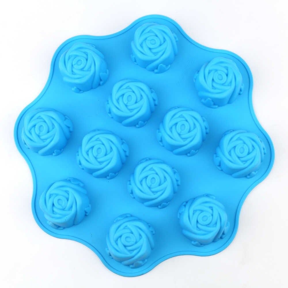 Rose Flower Silicone Mousse Cake Mold 12 Cavity