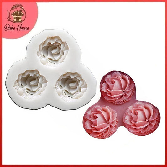 Rose Shape Silicone Fondant & Chocolate Mold 3 Cavity