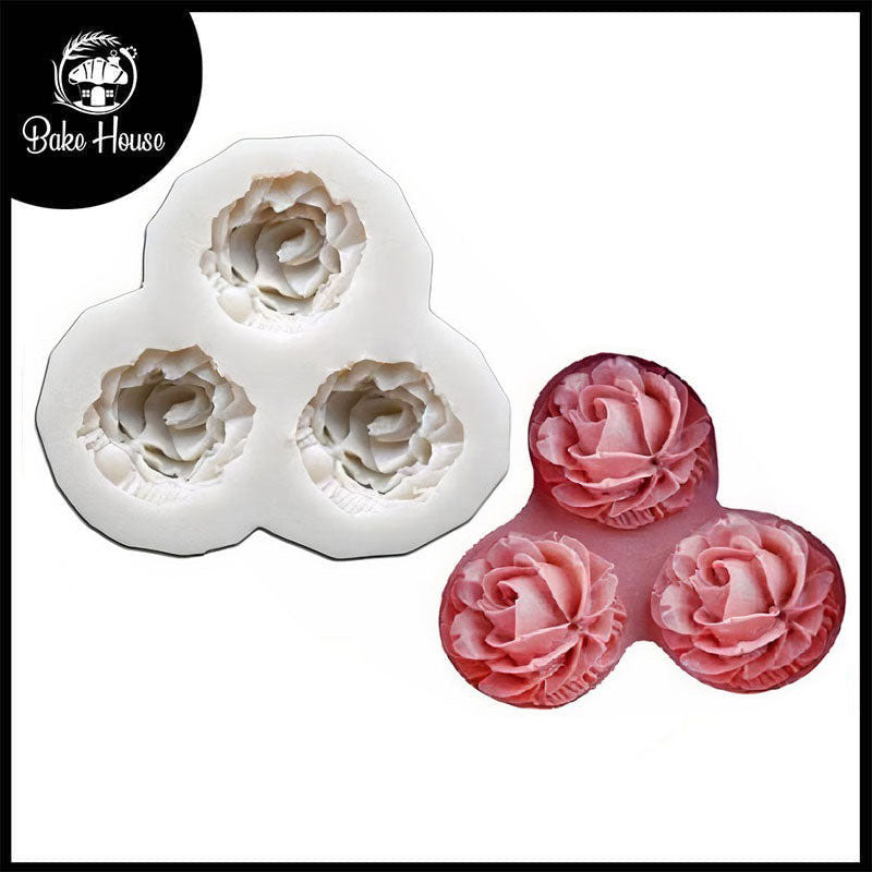 Rose Shape Silicone Fondant & Chocolate Mold 3 Cavity