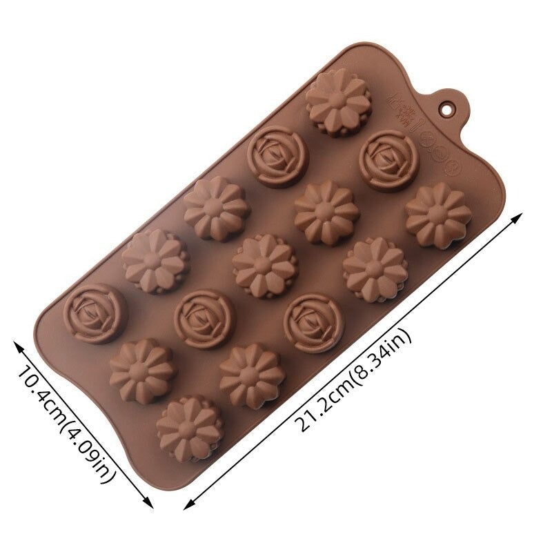 Rose & Sunflower Silicone Chocolate & Candy Mold 15 Cavity