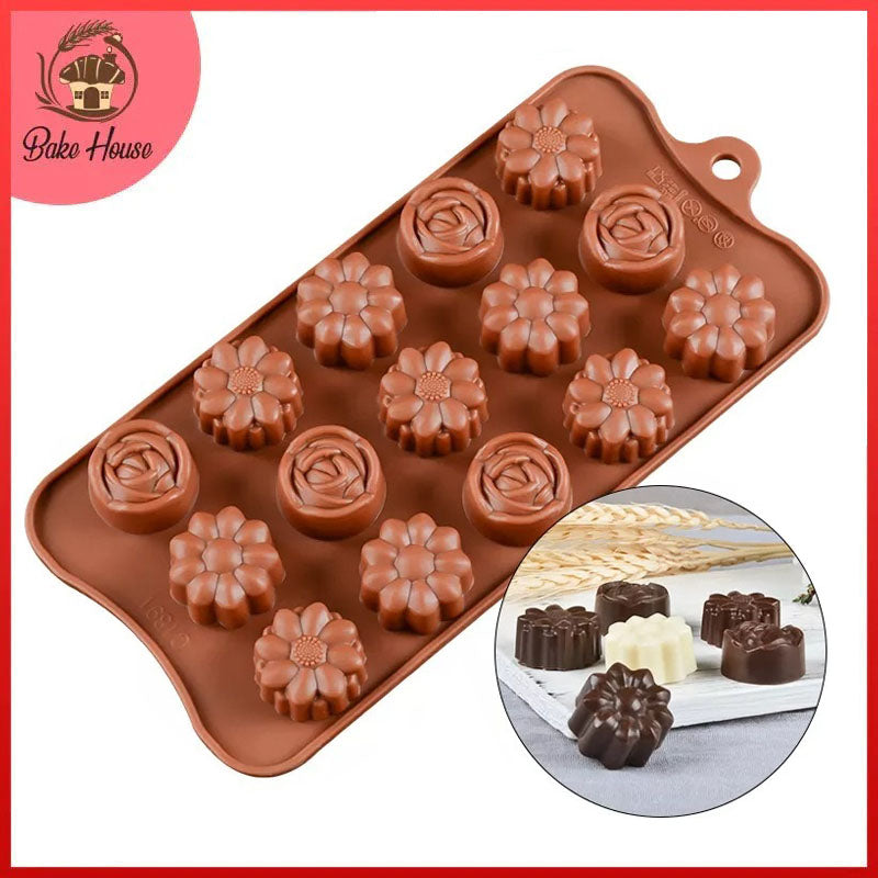 Rose & Sunflower Silicone Chocolate & Candy Mold 15 Cavity