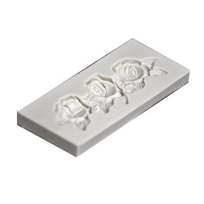 Rose With Leaf Silicone Fondant Cake Mold 3 Cavity