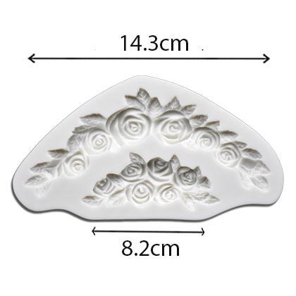 Rose With Leaves Silicone Cake Border Mold 2 Cavity