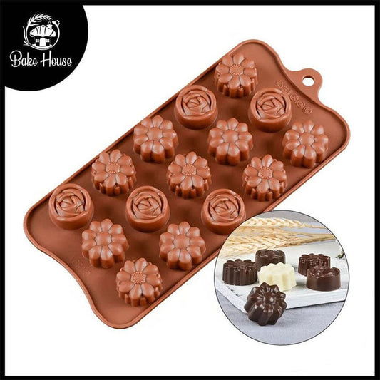 Rose & Sunflower Silicone Chocolate & Candy Mold 15 Cavity