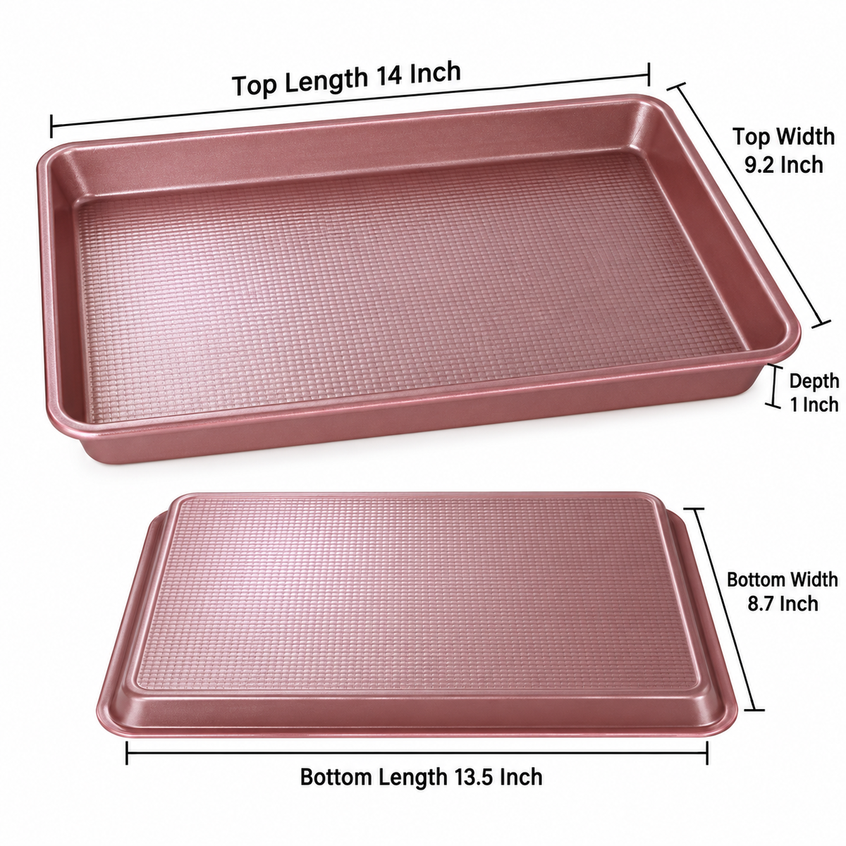 Nonstick Textured Rectangular Baking Tray Rose Pink