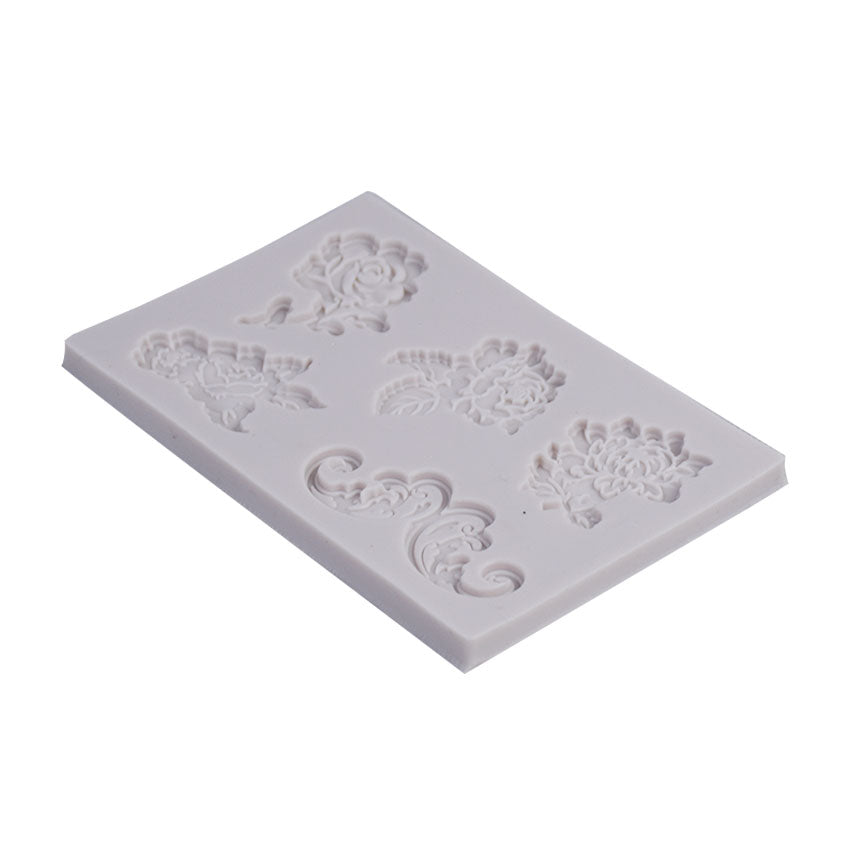 Roses & Borders Silicone Fondant Mold 5 Cavity