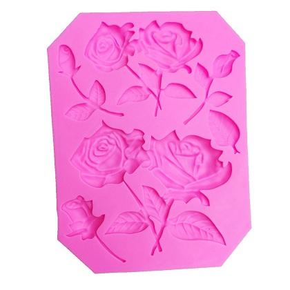 Roses & Buds With Leaves Silicone Fondant Mold