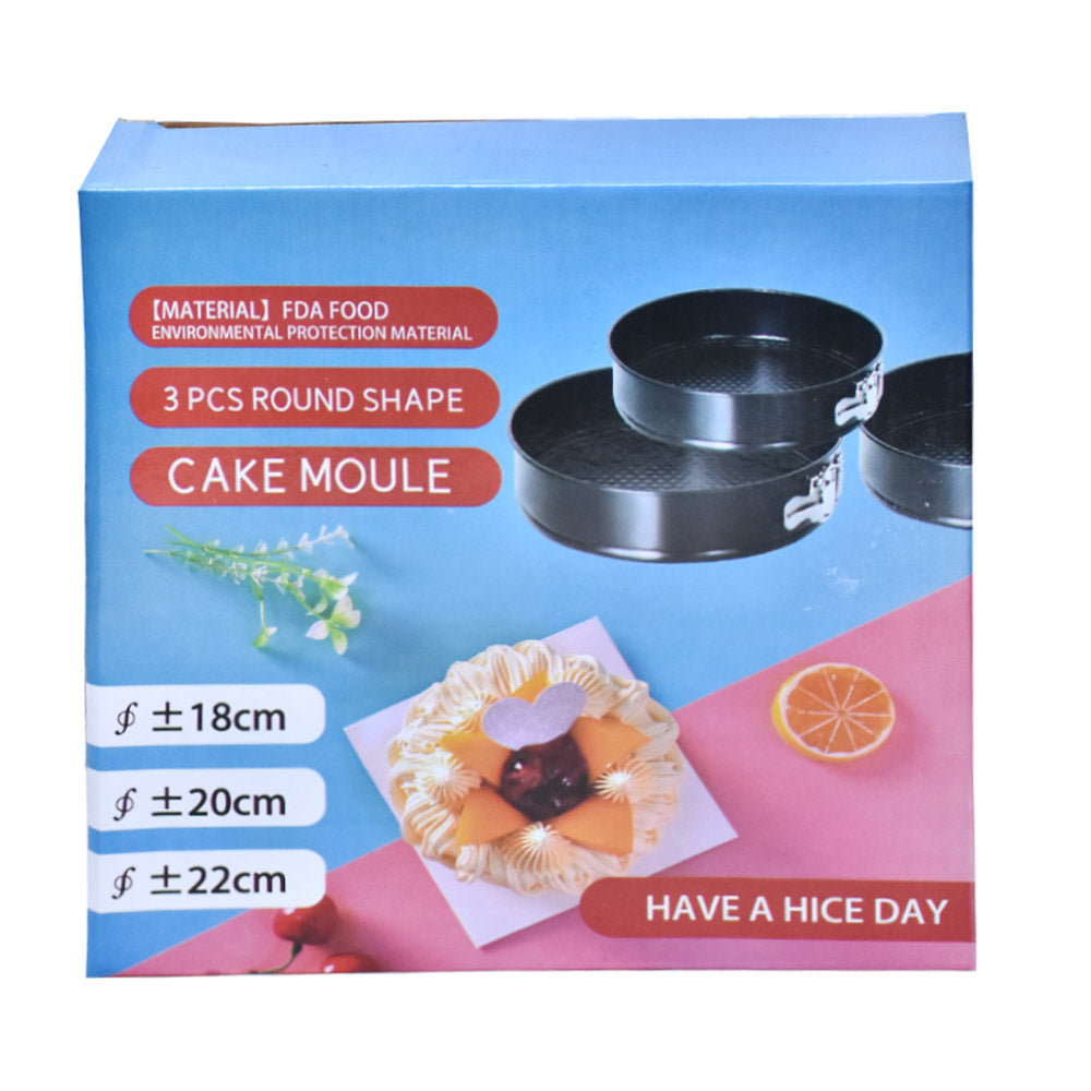 Round Cake Mold Non Stick 3Pcs Set Removable Base