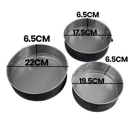 Round Cake Mold Non Stick 3Pcs Set Removable Base