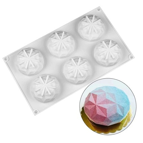 Round Diamond Silicone Baking Mold 6 Cavity