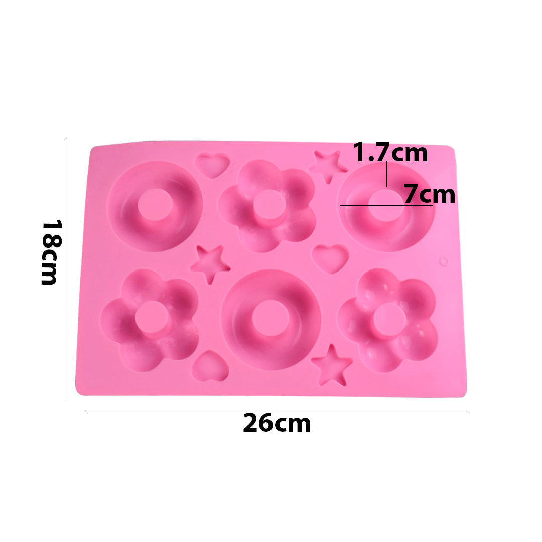 Round, Flower Shape Donuts & Star, Heart Shape Chocolate Silicone Mold