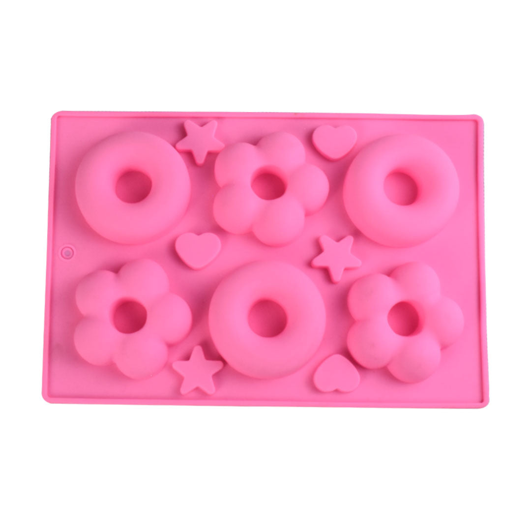 Round, Flower Shape Donuts & Star, Heart Shape Chocolate Silicone Mold