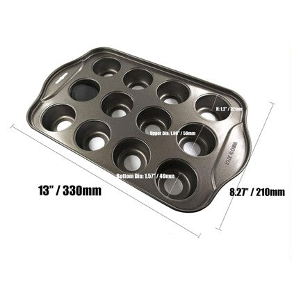 Round Mini Cheese Cake Pan 12 Cavity Non Stick Lose Bottom