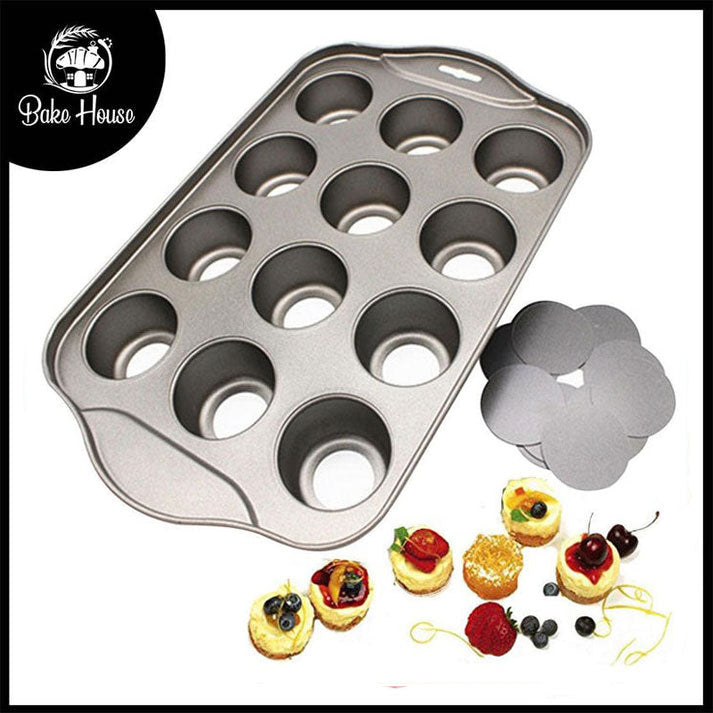 Round Mini Cheese Cake Pan 12 Cavity Non Stick Lose Bottom