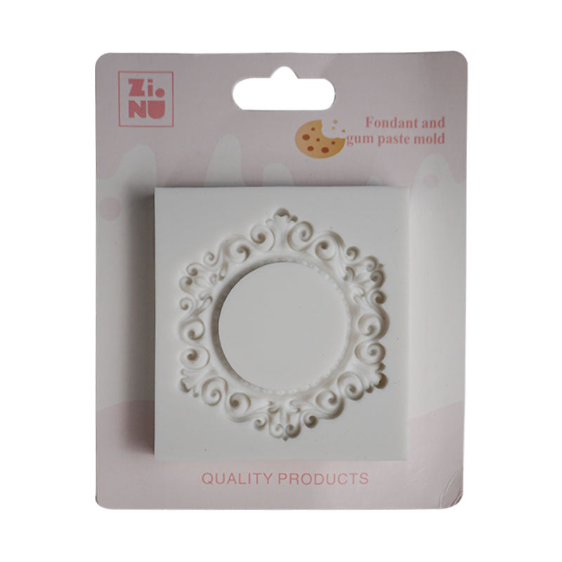 Round Mirror Frame Shape Silicone Fondant Mold