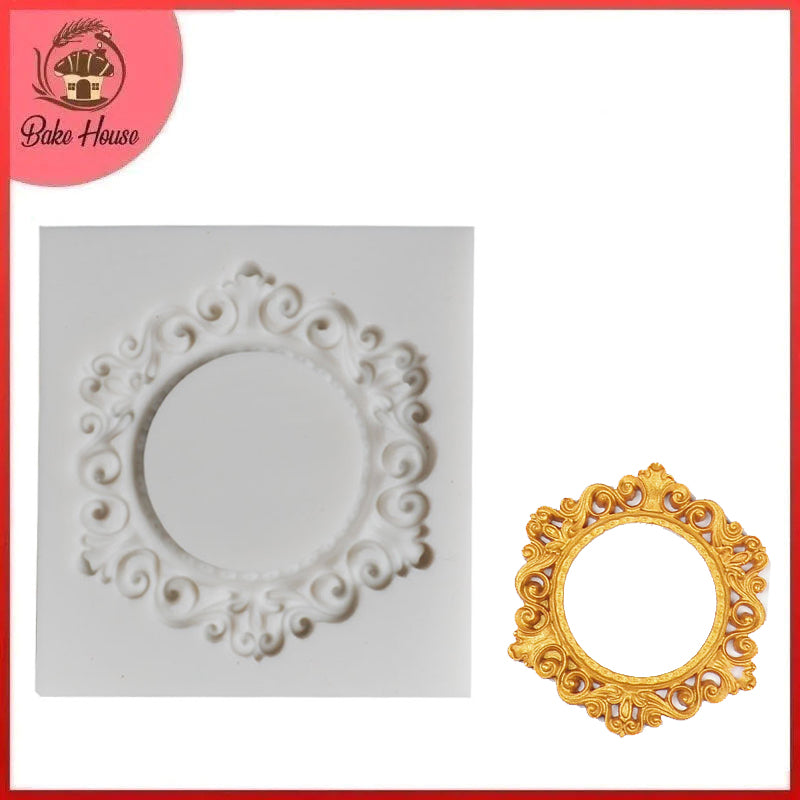 Round Mirror Frame Shape Silicone Fondant Mold