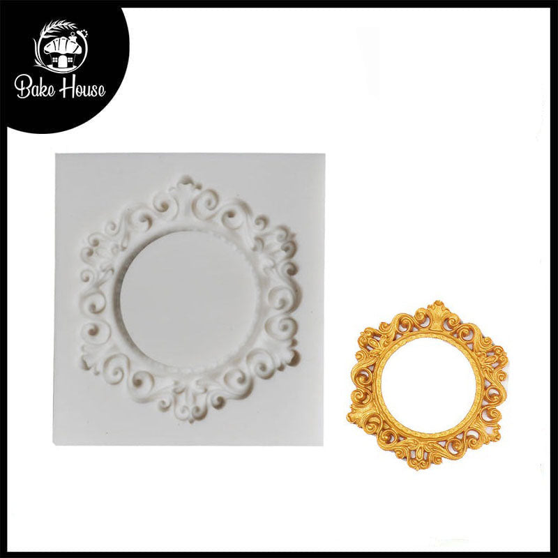 Round Mirror Frame Shape Silicone Fondant Mold