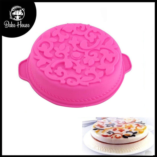 Round Ornamental Floral Shaped Silicone Plum Baking Pan