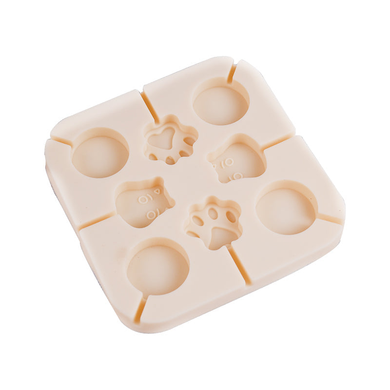 Round, Paw & Cartoon Animal Shape Silicone Lollipop Mold 8 Cavity