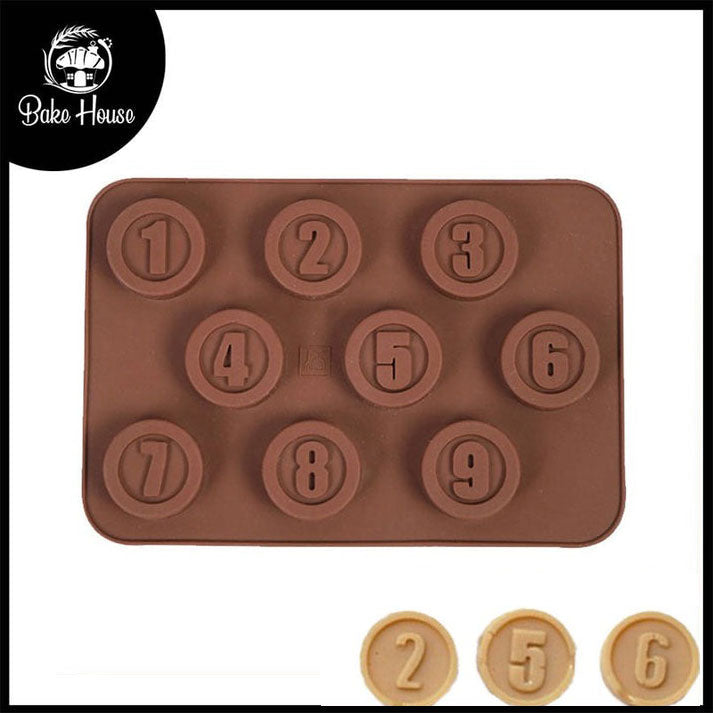 Round Shape Numbers Silicone Chocolate Mold 9 Cavity