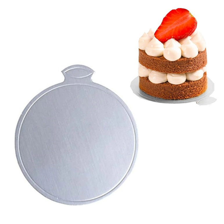 Round Shape Pastry Placer Board Silver 12Pcs Pack