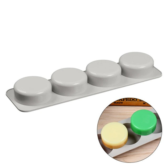 Round Shape Silicone Soap & Baking Mold 4 Cavity