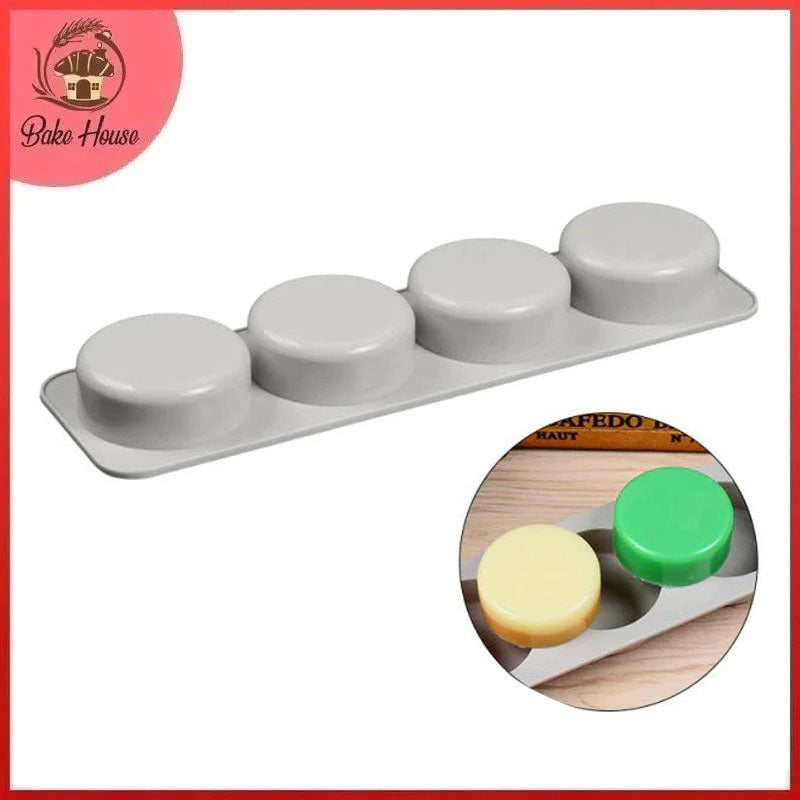 Round Shape Silicone Soap & Baking Mold 4 Cavity