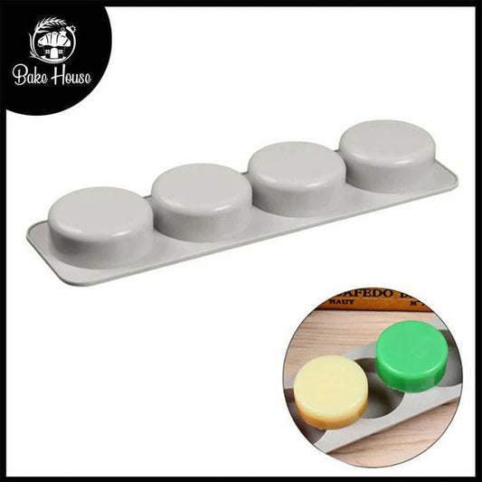 Round Shape Silicone Soap & Baking Mold 4 Cavity