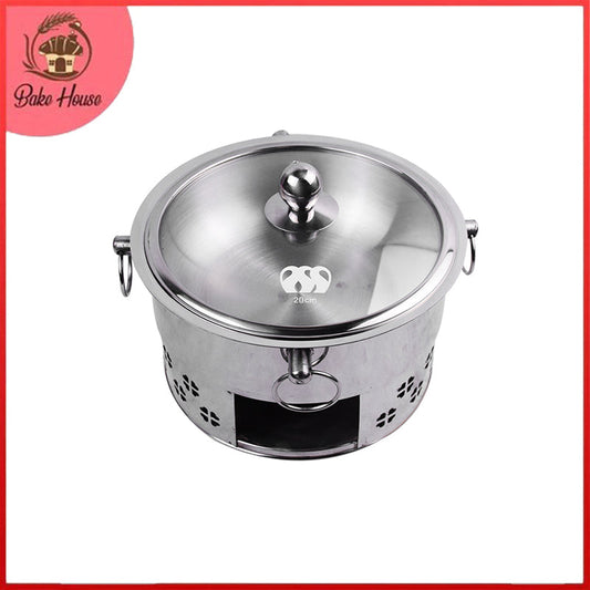 Stainless steel Chafing Dish, Food Warming Buffet Serving Pot Design 04 (20cm) with Chafing Fuel Holder