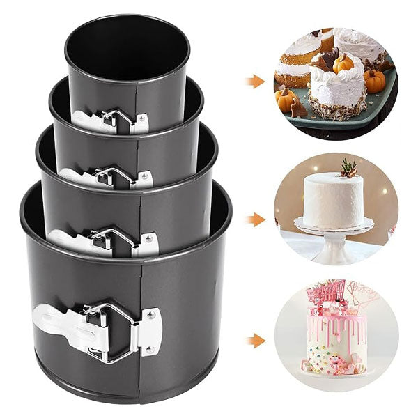 Round Springform Shape Heighted Non Stick Mold 4Pcs Set