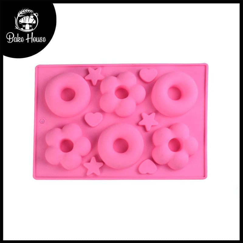 Round, Flower Shape Donuts & Star, Heart Shape Chocolate Silicone Mold