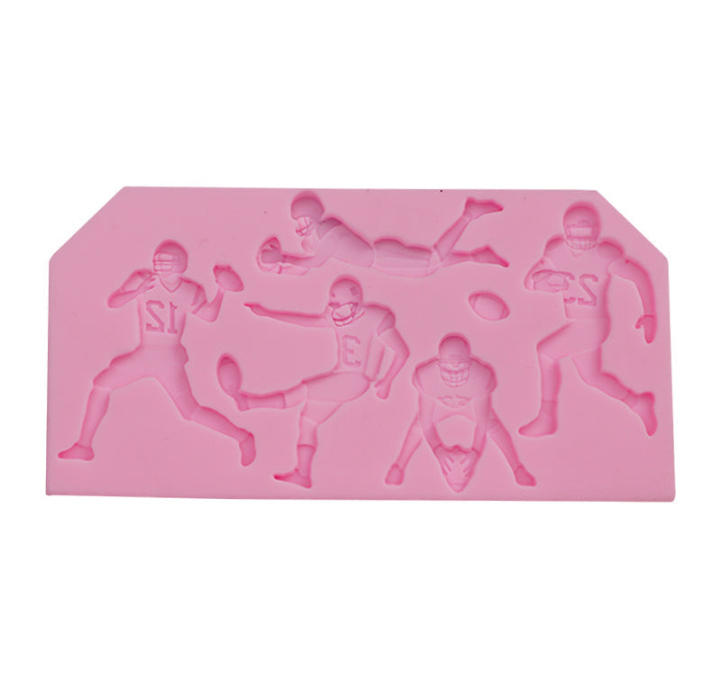 Rugby Players & American Football Theme Silicone Fondant Mold 6 Cavity